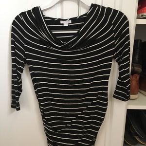 Pea in the Pod Maternity Cowl Neck XS Black Stripe